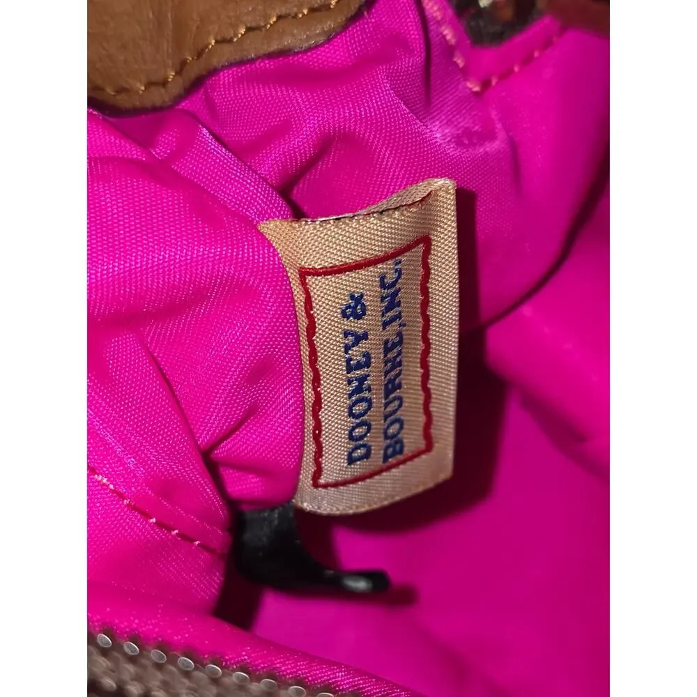 Dooney & Bourke Pink Nylon Shoulder Bag Duck Logo Brown Leather Trim Y2K‎
